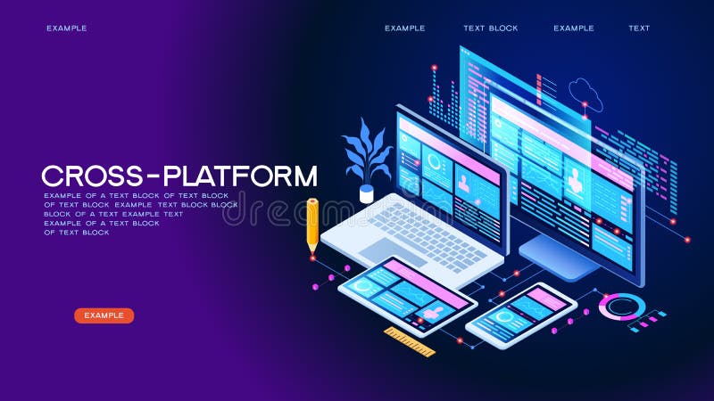 Кросс-платформенное знамя концепции иллюстрация штока